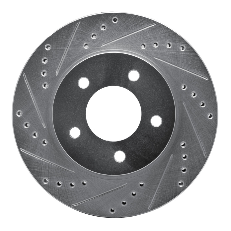 Chrysler LHS Brake Rotor (1) - Front Left - R1 Concepts - Drilled & Slotted - Silver - `98-`00